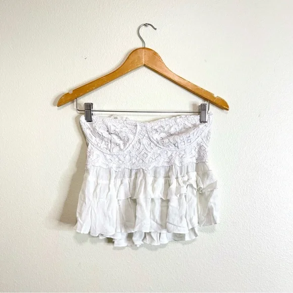 Free People adella corset strapless lace crop top - Picture 2 of 4